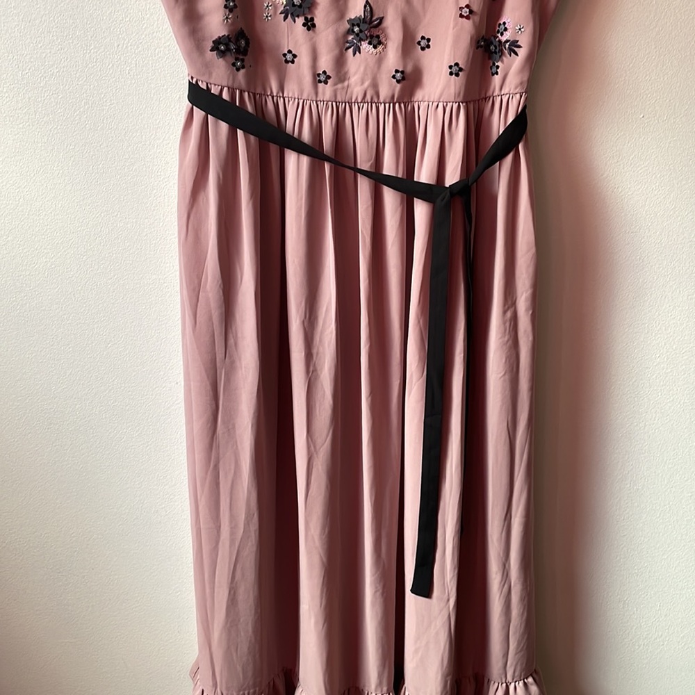 LC Lauren Conrad Runway Pink Black floral embellished Gown Womens size 6 - Picture 3 of 7